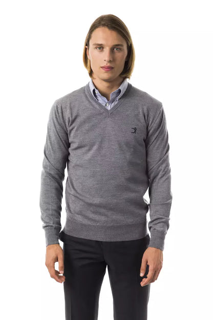 Pull en laine mérinos grise pour homme Uominitaliani