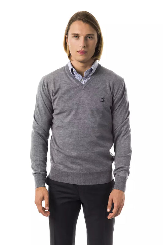 Pull en laine mérinos grise pour homme Uominitaliani