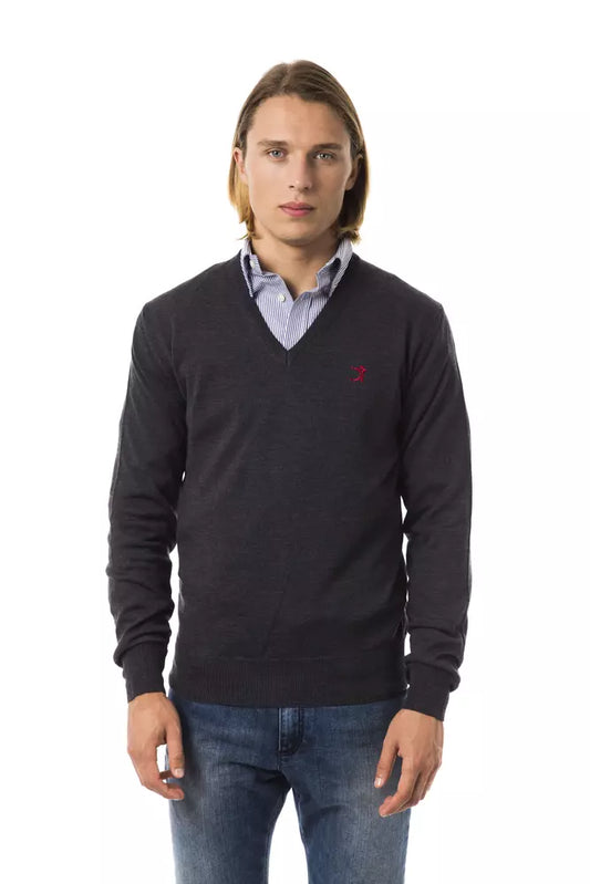 Pull en laine mérinos grise pour homme Uominitaliani