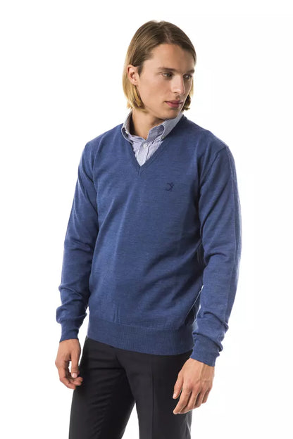 Pull en laine mérinos bleu pour homme Uominitaliani