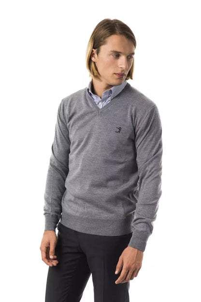 Pull en laine mérinos grise pour homme Uominitaliani