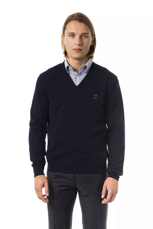 Pull en laine mérinos bleu pour homme Uominitaliani