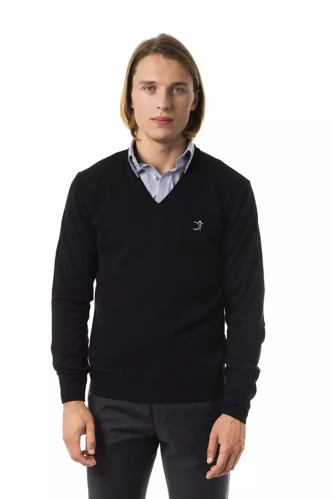 Pull en mérinos noir pour homme Uominitaliani