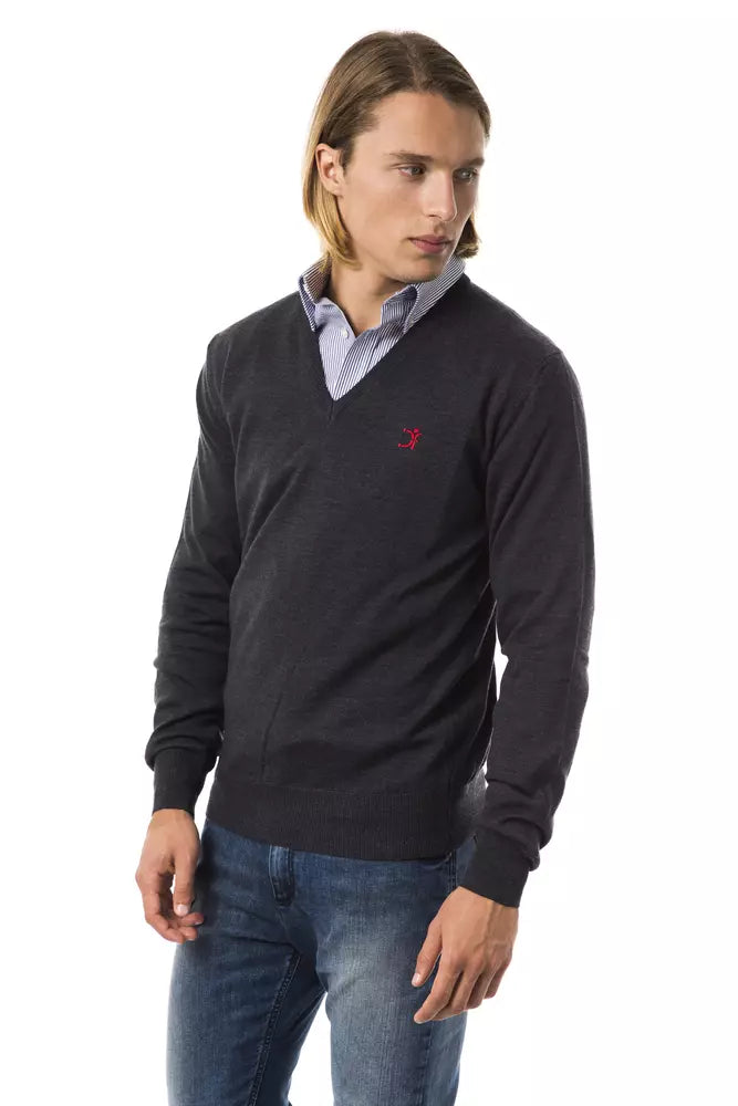 Pull en laine mérinos grise pour homme Uominitaliani