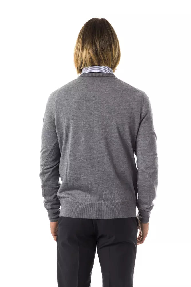 Pull en laine mérinos grise pour homme Uominitaliani