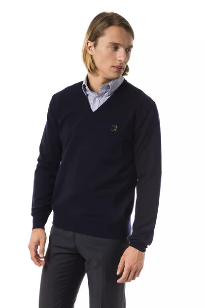 Pull en laine mérinos bleu pour homme Uominitaliani