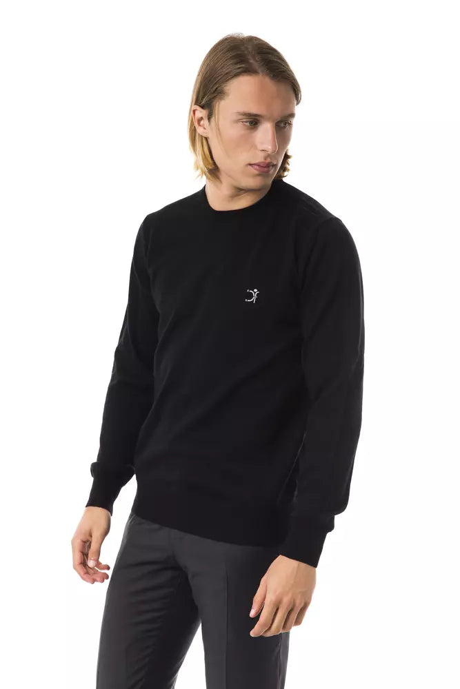 Pull en laine mérinos noire pour homme Uominitaliani