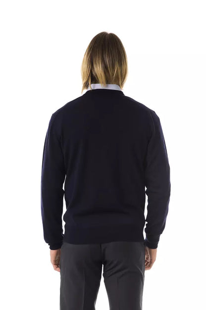 Pull en laine mérinos bleu pour homme Uominitaliani