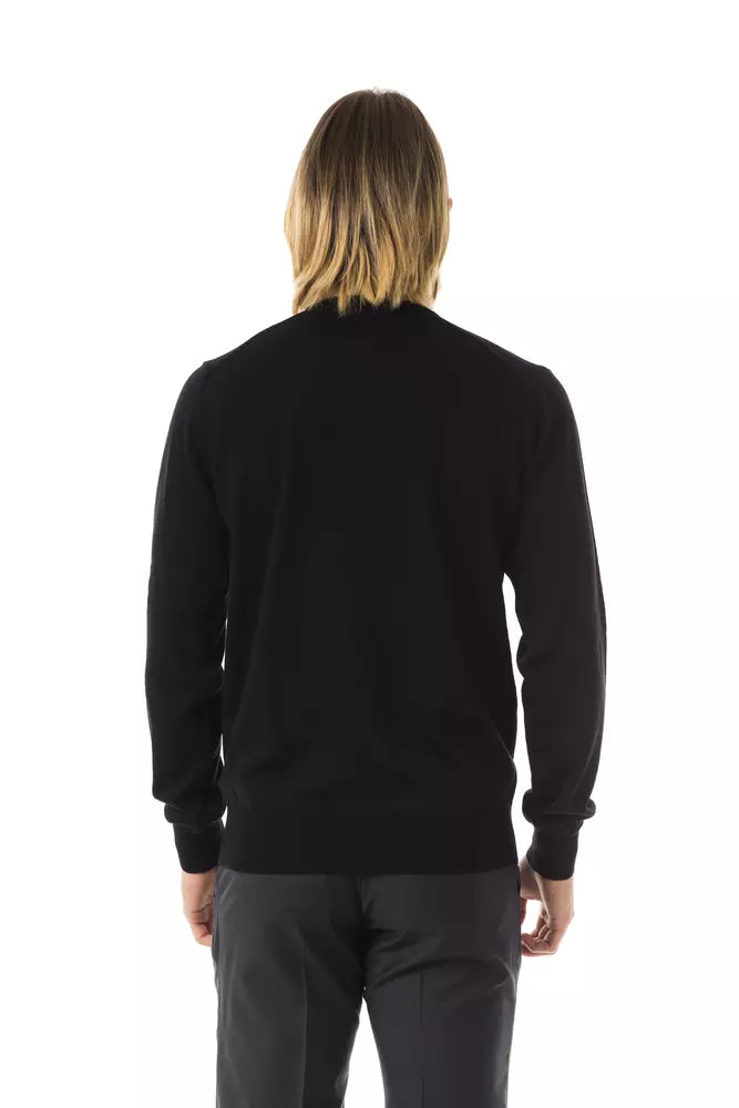 Pull en laine mérinos noire pour homme Uominitaliani