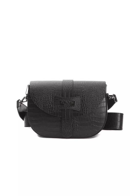 Sac bandoulière Pompei Donatella en cuir noir pour femme
