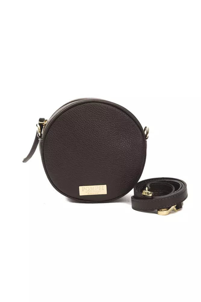 Pompei Donatella Brown Leather Small Oval Crossbody Bag