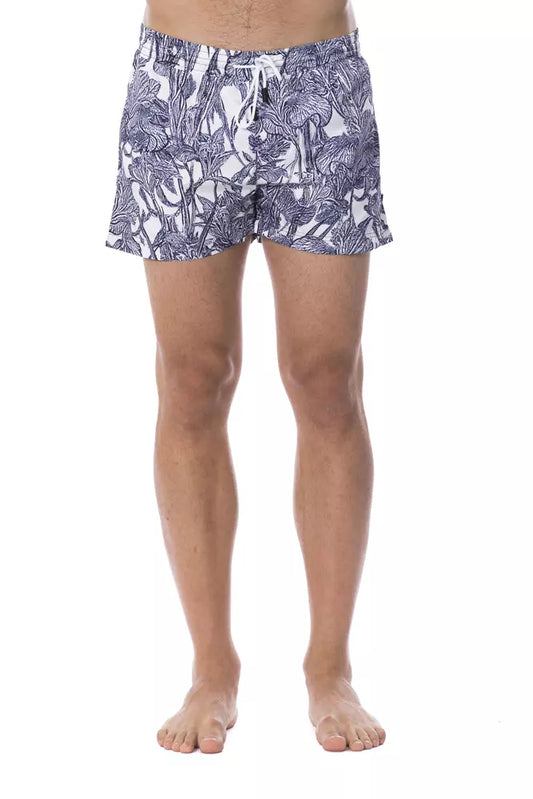 Short de bain pour homme en polyester bleu clair Roberto Cavalli Sport