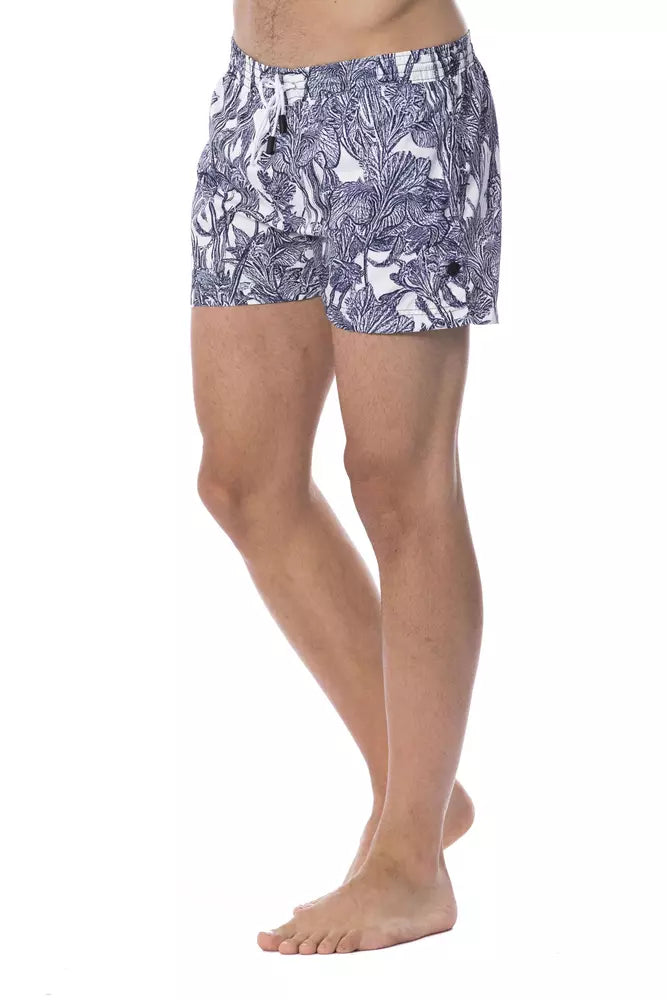 Short de bain pour homme en polyester bleu clair Roberto Cavalli Sport