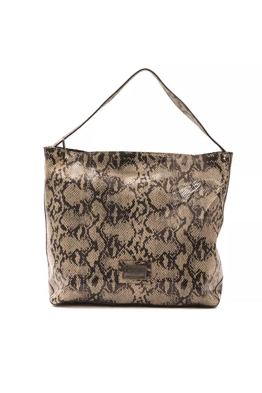 Pompei Donatella Sac à Main en Cuir Brun avec Imprimé Python