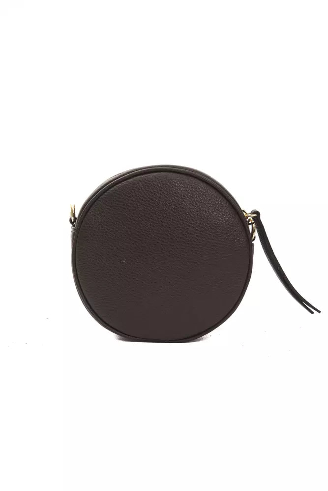 Pompei Donatella Brown Leather Small Oval Crossbody Bag
