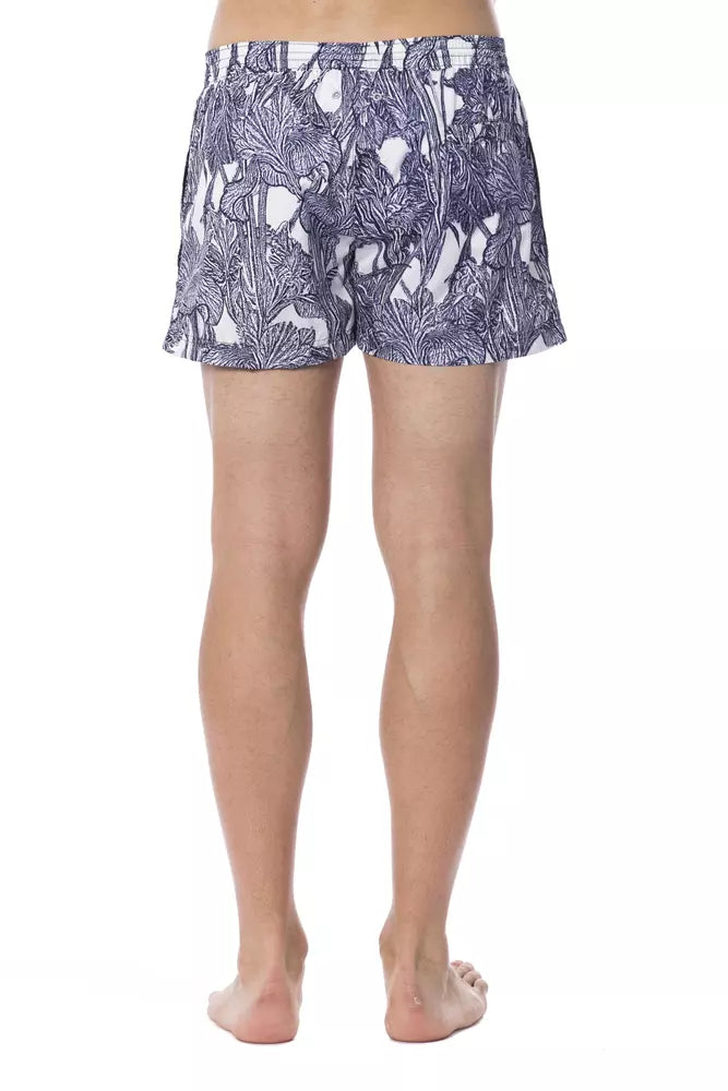 Short de bain pour homme en polyester bleu clair Roberto Cavalli Sport