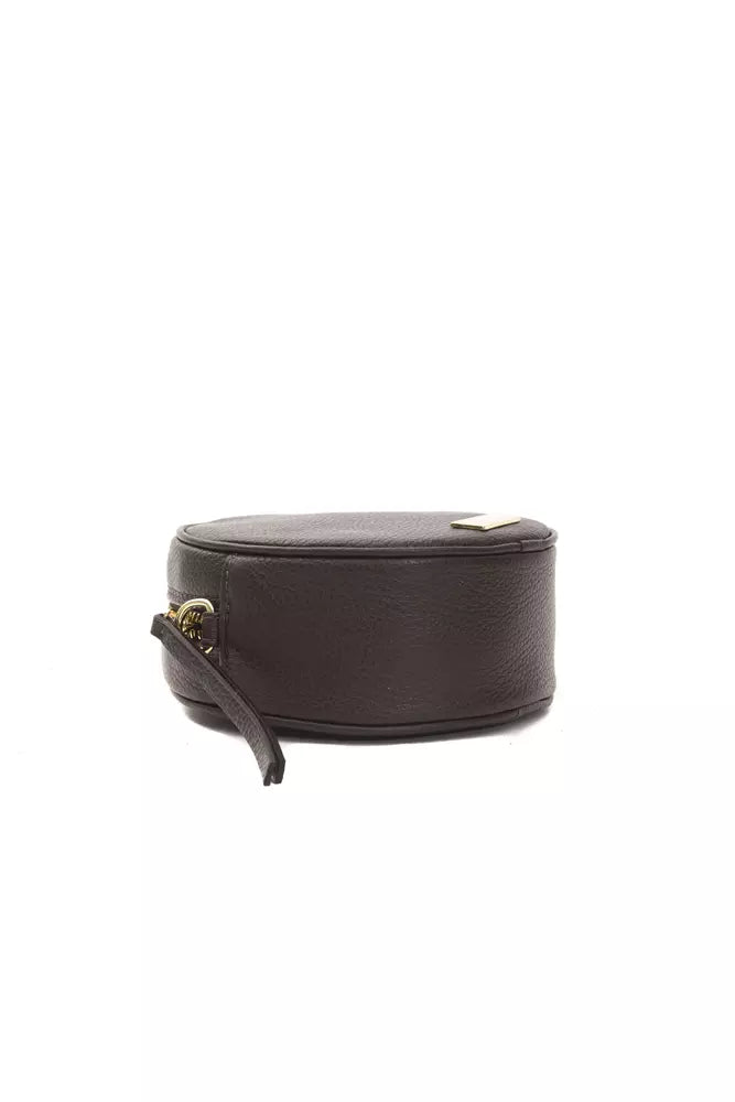 Pompei Donatella Brown Leather Small Oval Crossbody Bag