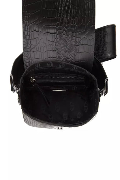 Sac bandoulière Pompei Donatella en cuir noir pour femme
