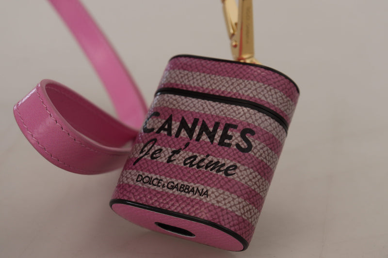 Dolce & Gabbana Étui Airpods en Cuir Rose et Noir