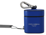 Dolce & Gabbana Blue Leather Airpods Case with Silver Logo