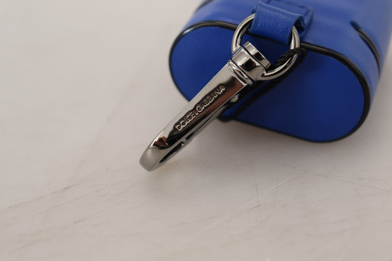 Dolce & Gabbana Blue Leather Airpods Case with Silver Logo