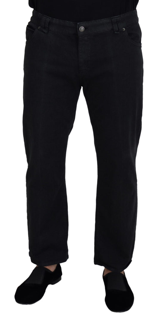 John Galliano zwarte katoenen casual jeans met gesp op de achterkant