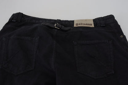 John Galliano zwarte katoenen casual jeans met gesp op de achterkant