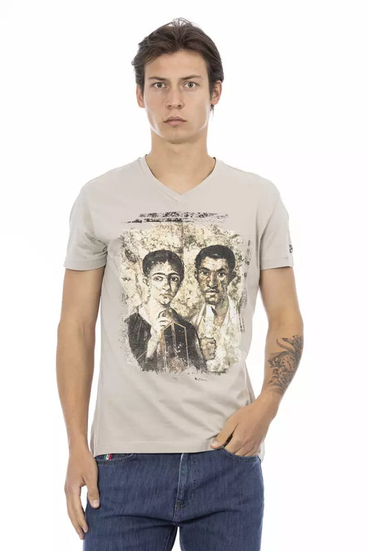 T-shirt homme en coton beige Trussardi Action