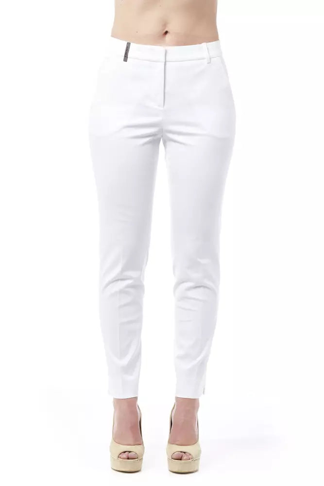 Peserico Chic High Waist Cigarette Leg Trousers - White