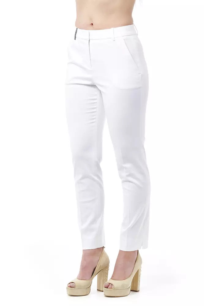 Peserico Chic High Waist Cigarette Leg Trousers - White