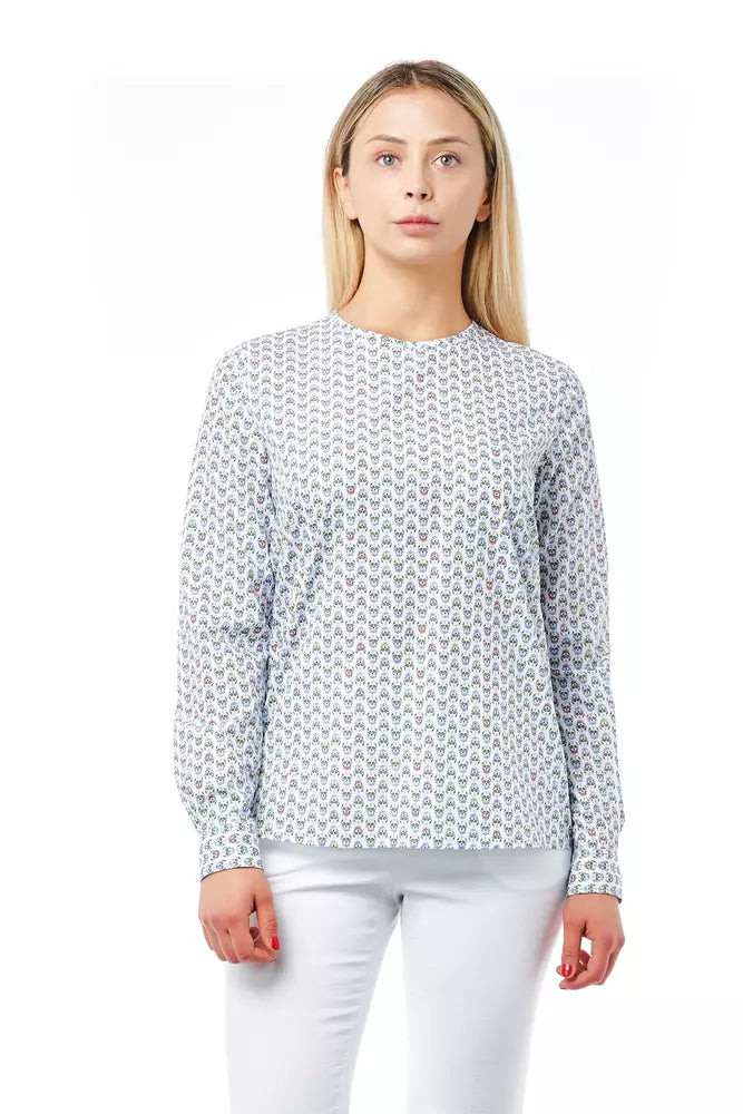 Chemise blanche en coton pour femme de Bagutta avec détail de fermeture à imprimé crâne.