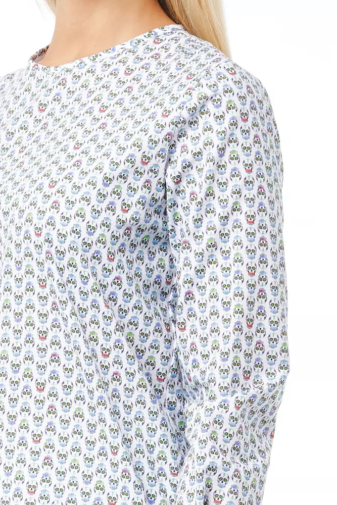 Chemise blanche en coton pour femme de Bagutta avec détail de fermeture à imprimé crâne.