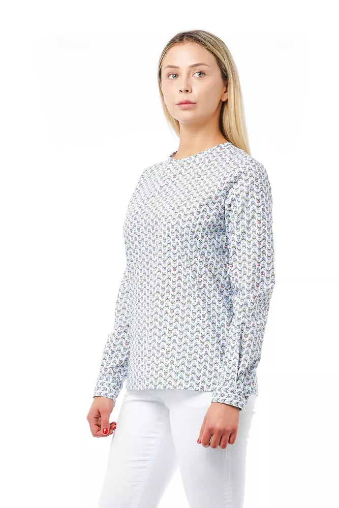 Chemise blanche en coton pour femme de Bagutta avec détail de fermeture à imprimé crâne.