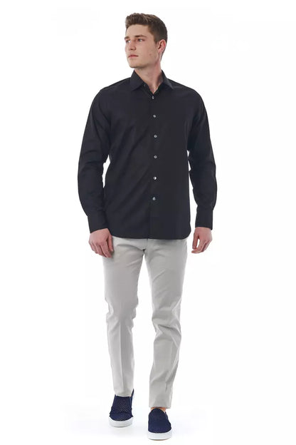 Chemise homme en coton noir Bagutta
