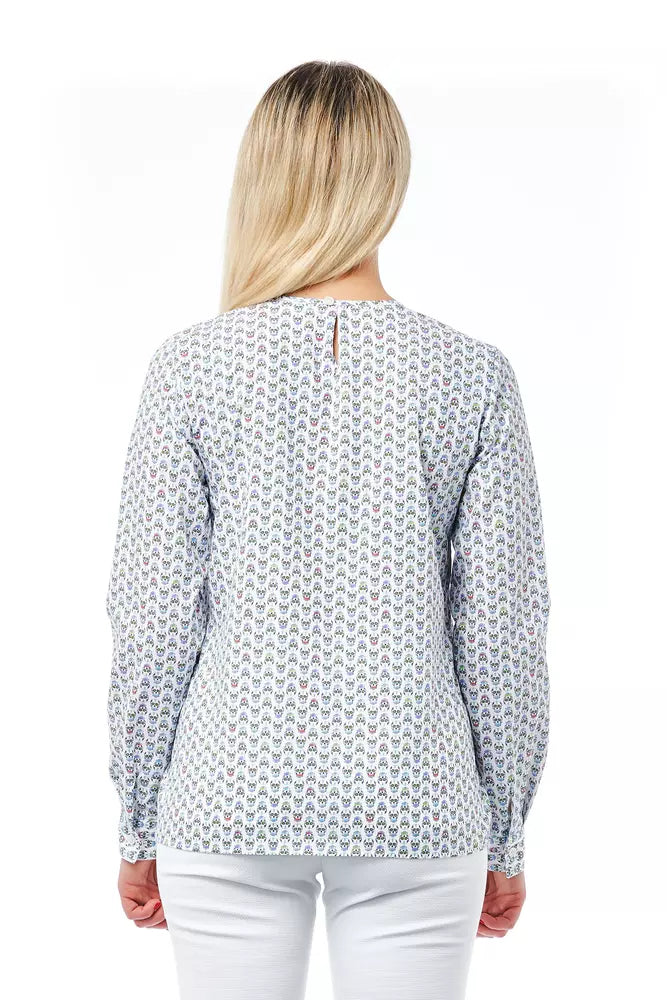 Chemise blanche en coton pour femme de Bagutta avec détail de fermeture à imprimé crâne.