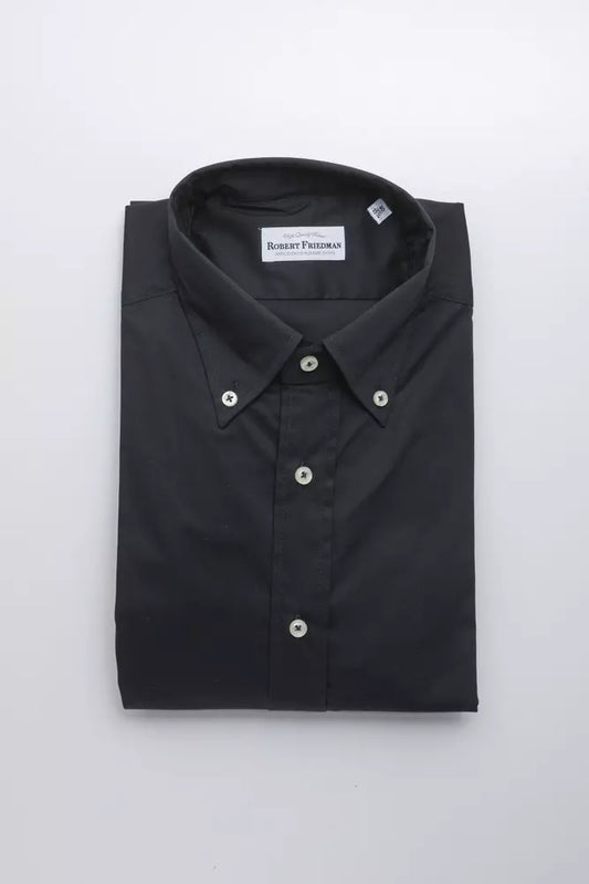 Robert Friedman Black Cotton Button Down Shirt for Men