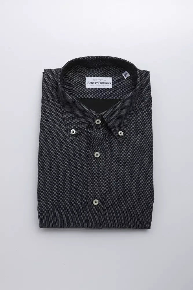 Robert Friedman Black Cotton Button Down Shirt for Men