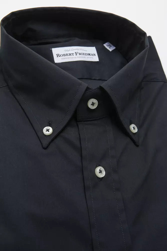 Robert Friedman Black Cotton Button Down Shirt for Men