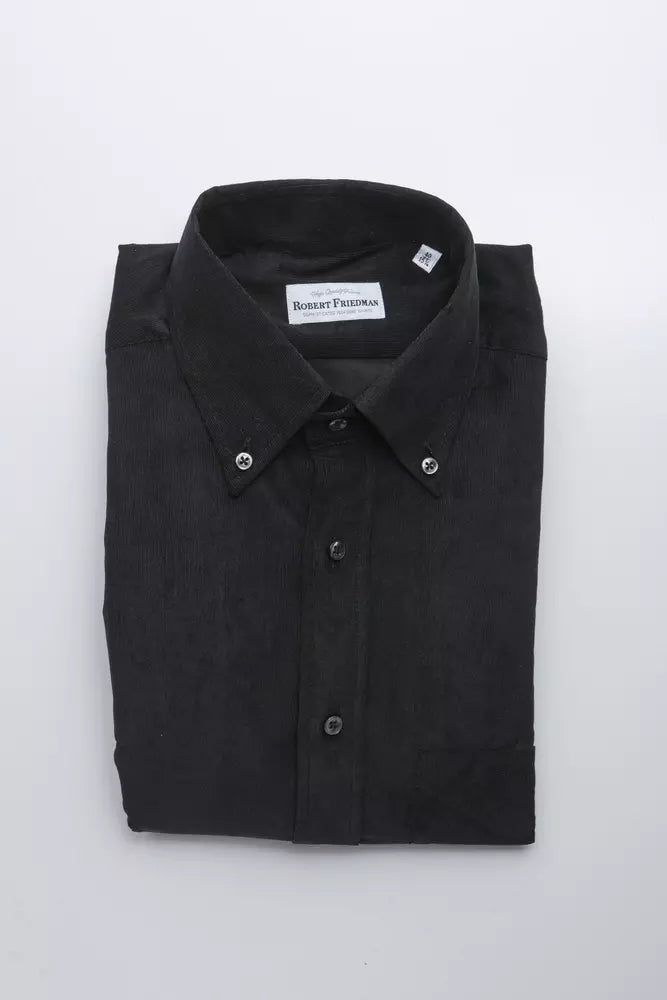 Chemise homme en coton noir Robert Friedman