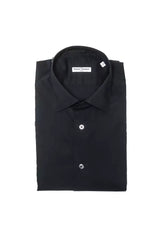 Robert Friedman Black Cotton Medium Slim Collar Shirt for Men