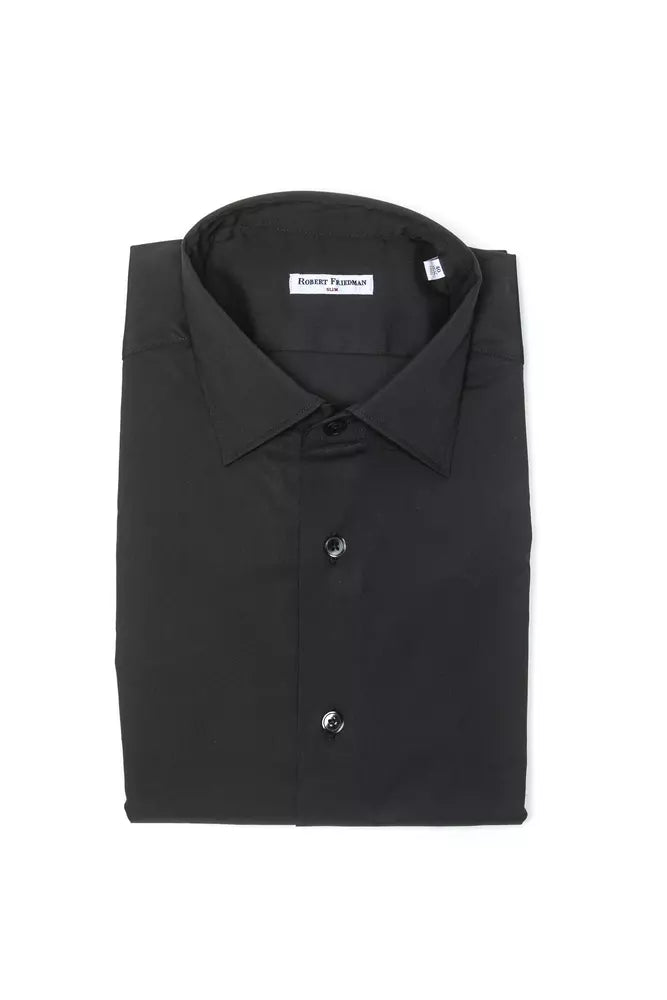 Robert Friedman Grey Cotton Slim Collar Shirt for Men