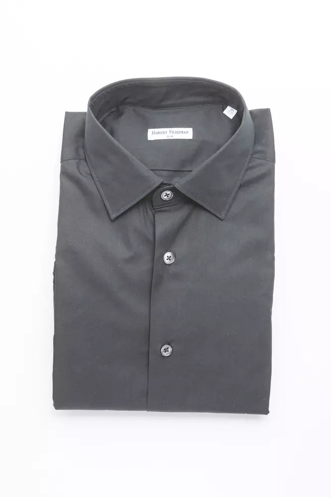 Chemise Ajustée en Coton Noir pour Homme Robert Friedman