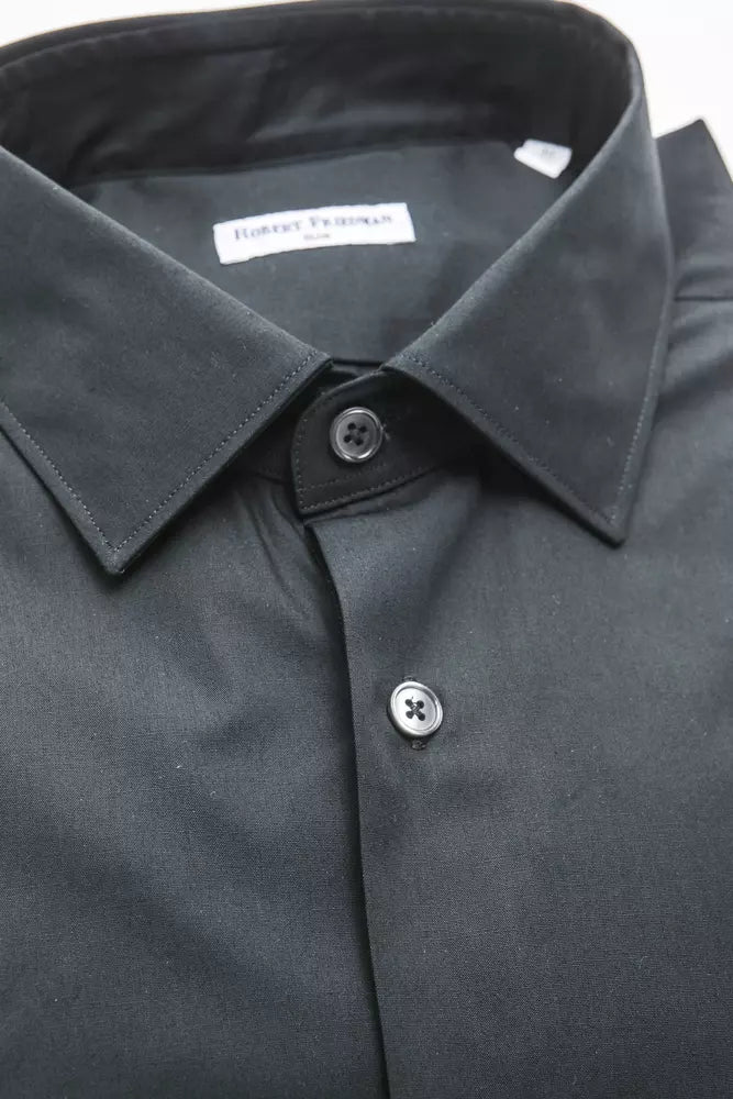 Chemise Ajustée en Coton Noir pour Homme Robert Friedman