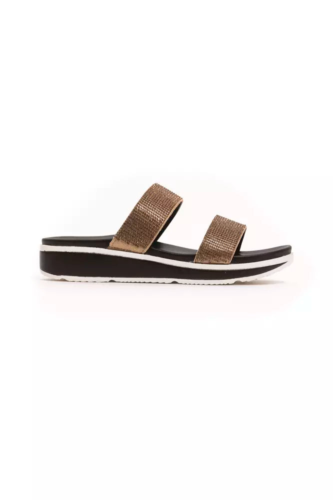 Péché Originel Sandales Femme Beige en Textile avec Strass