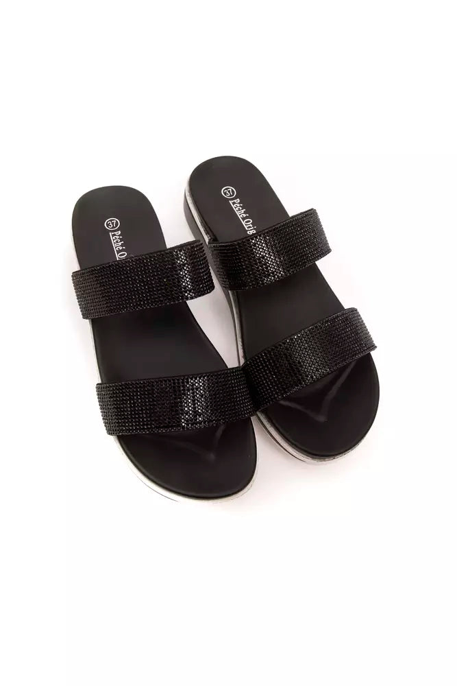 Péché Originel Sandales Femme Textiles Noires avec Strass
