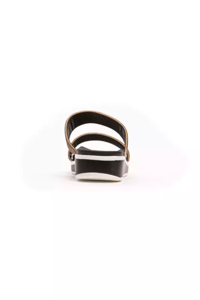 Péché Originel Sandales Femme Beige en Textile avec Strass