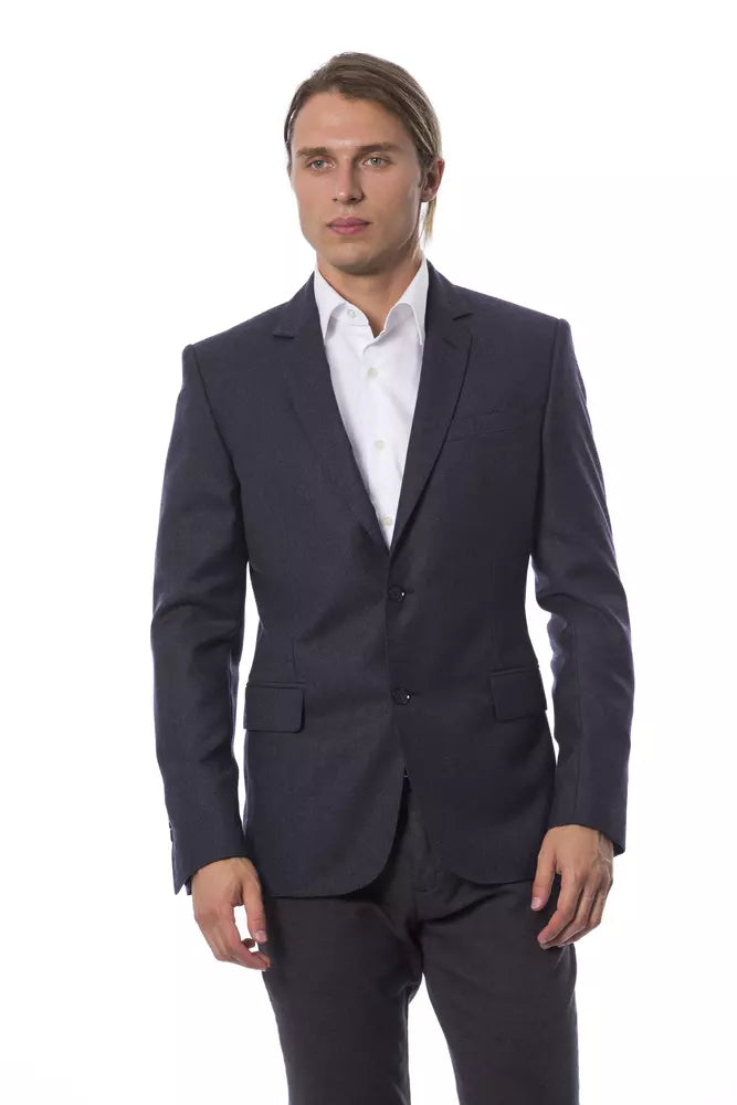 Veste de blazer bleu en laine, simple boutonnage, élégante de Verri