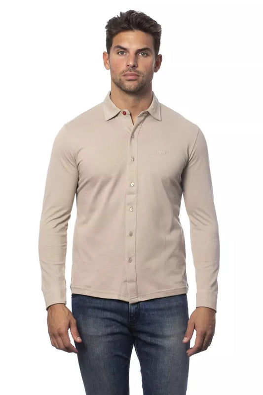 Chemise homme en coton beige Verri