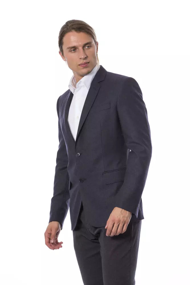 Veste de blazer bleu en laine, simple boutonnage, élégante de Verri