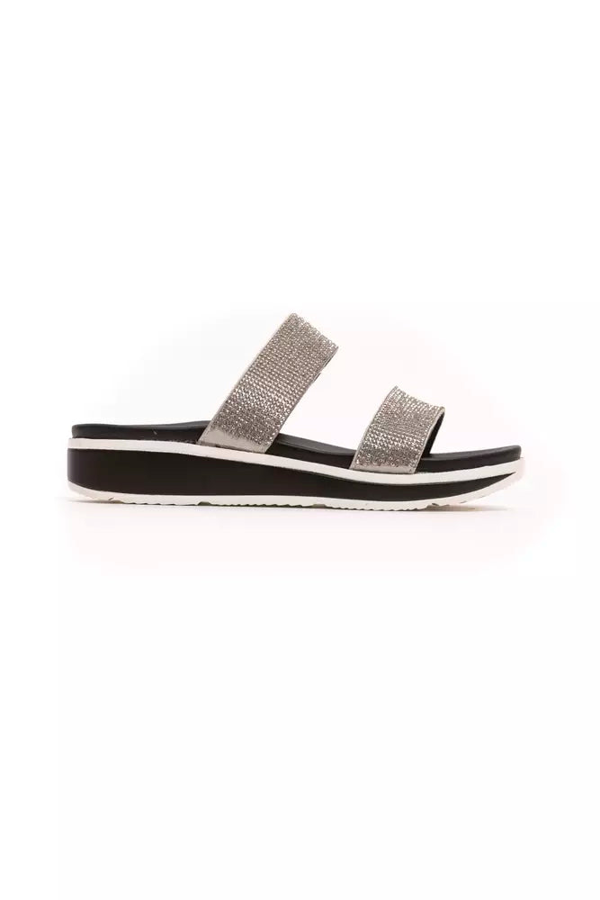 Péché Originel Silver Textile Women Sandal - Elegant Rhinestone Design